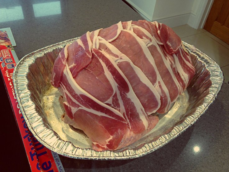 Christmas Turkey covered with bacon Polina Skrebneva blog